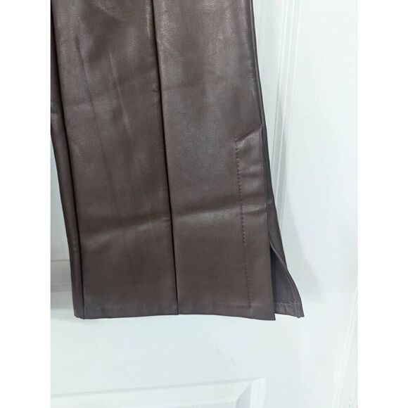 Abercrombie & Fitch‎ Vegan Leather Pants women's size Med brown flare high rise - Picture 3 of 7